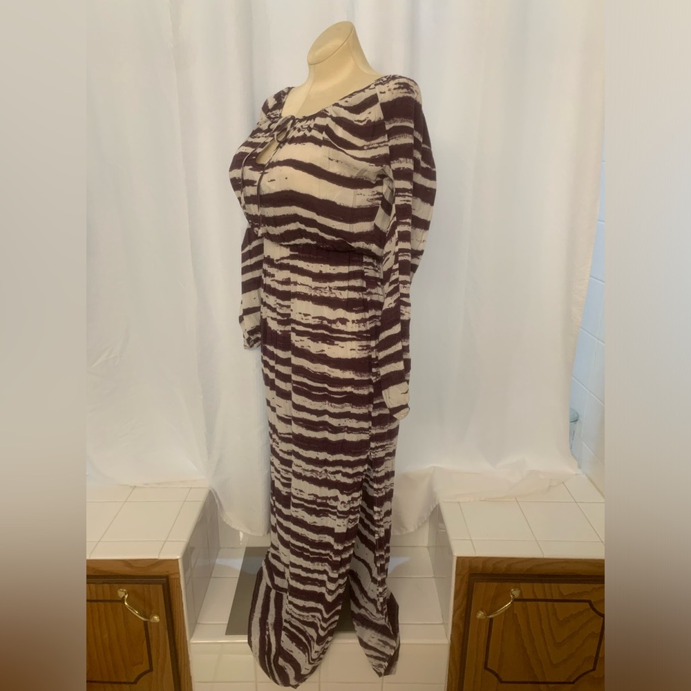 Betro Simone Purple & White Striped Maxi Dress Size M Boho
